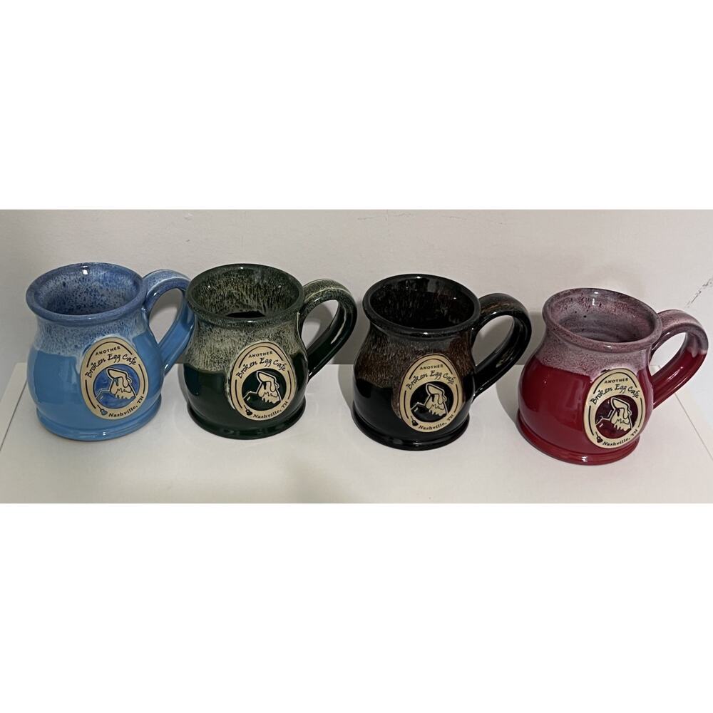 Another Broken Egg Cafe Coffee Cup Nashville TN Deneen Pottery Mug Set of 4